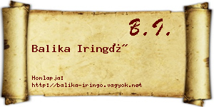 Balika Iringó névjegykártya